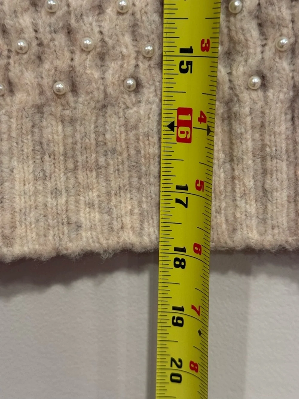 Zara Pearl Embellished Wool Blend Sweater Size Small